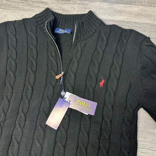 Zip Polo Πλεκτό Μαύρο 2026